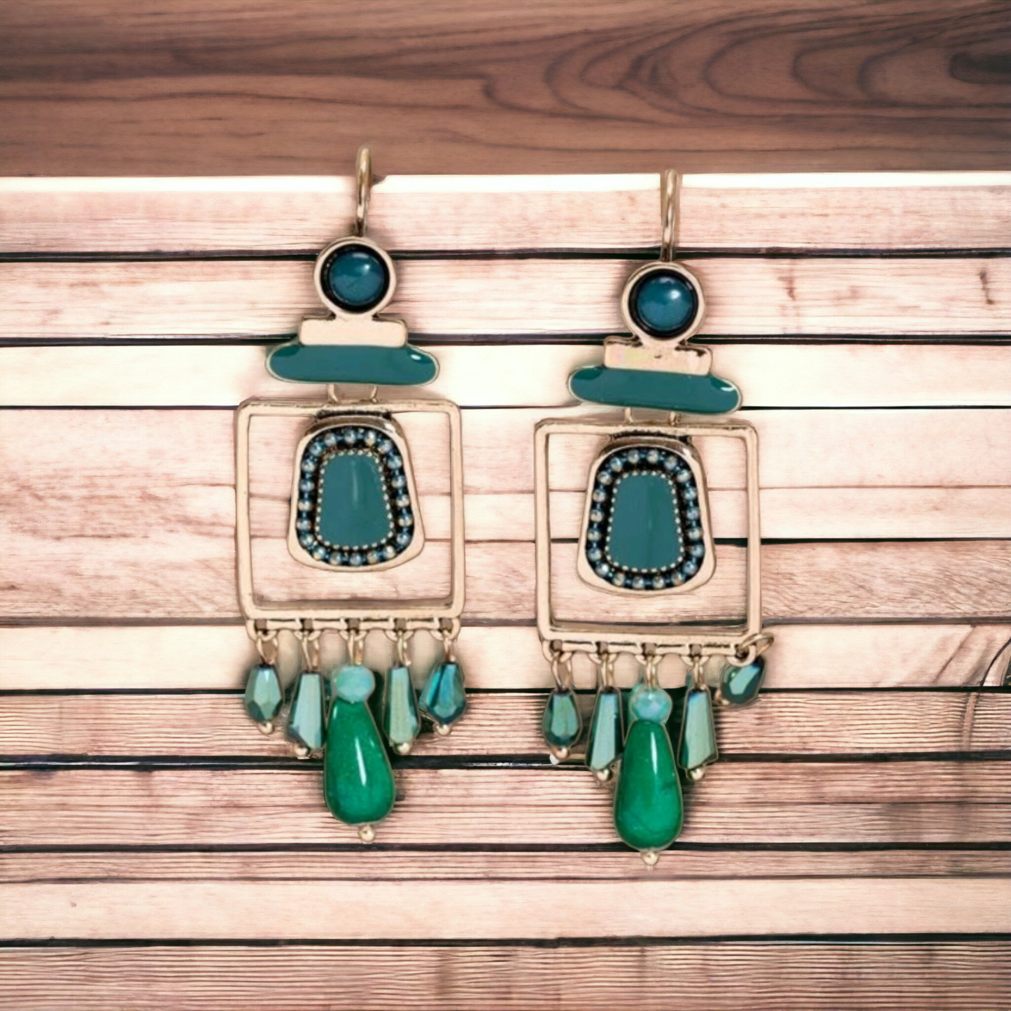 Boxed jade earrings