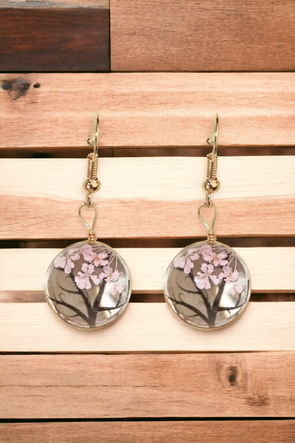 Cherry blossom rain drop earrings