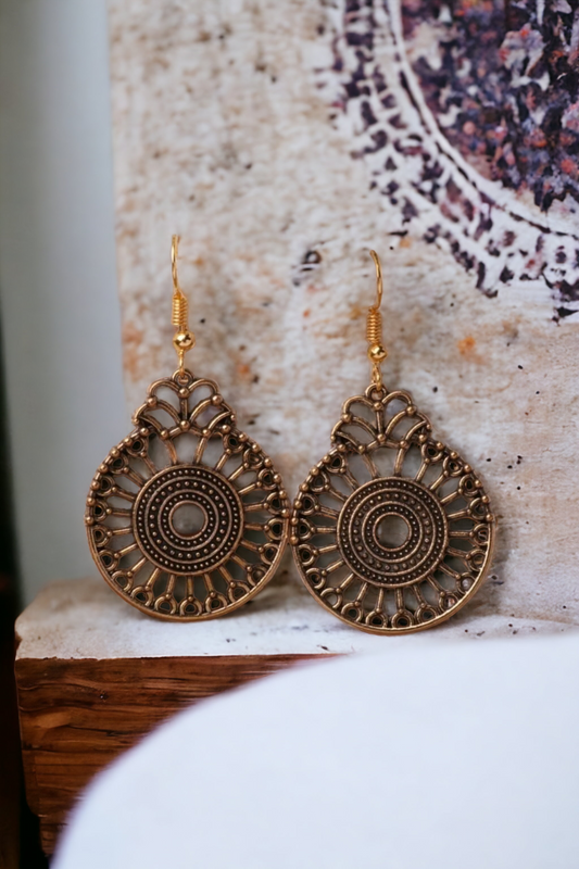 Copper spindle earrings