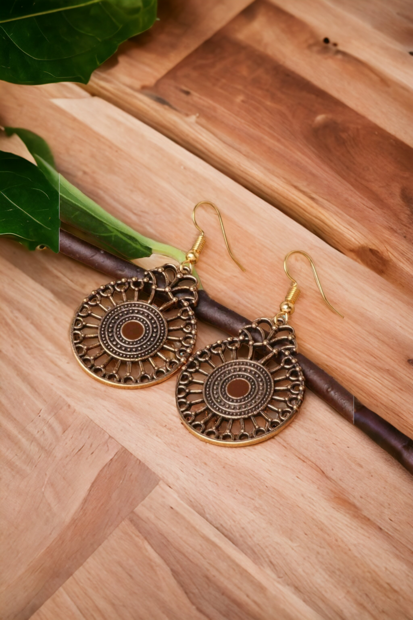 Copper spindle earrings