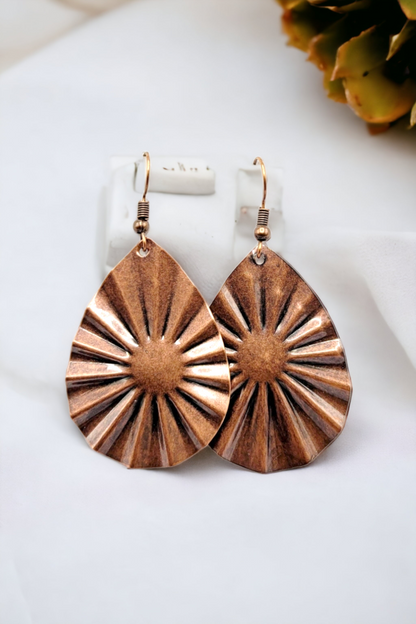 Copper sunrise earrings