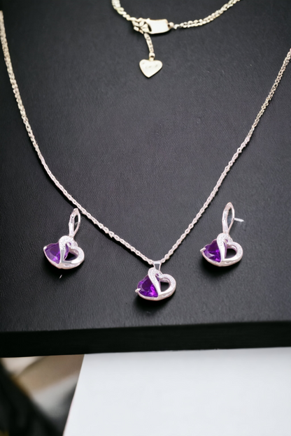 Double heartbeat necklace set