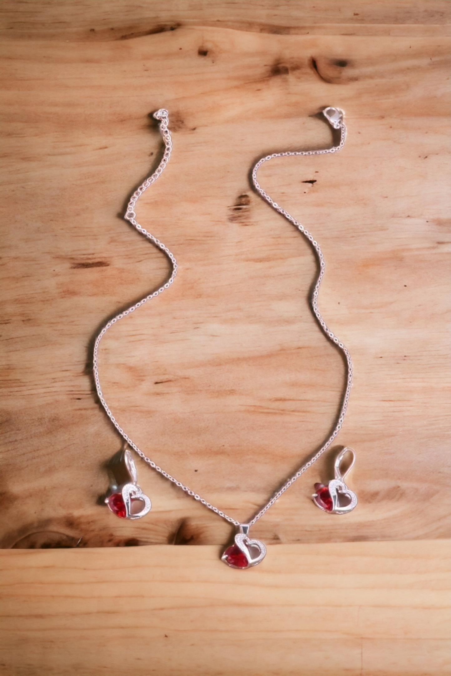 Double heartbeat necklace set