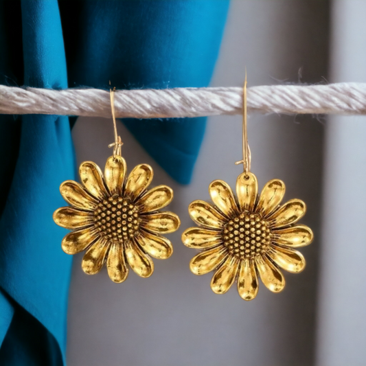Golden sunflower earrings