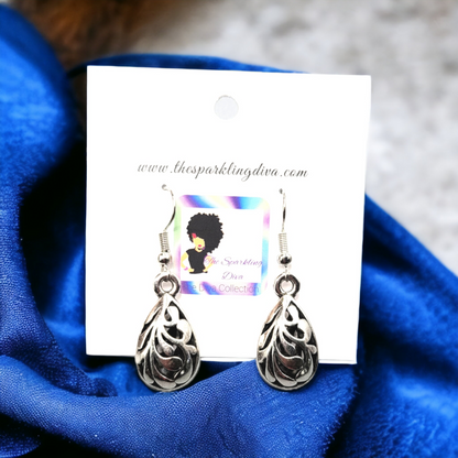 Silver tonned tear drop earrings