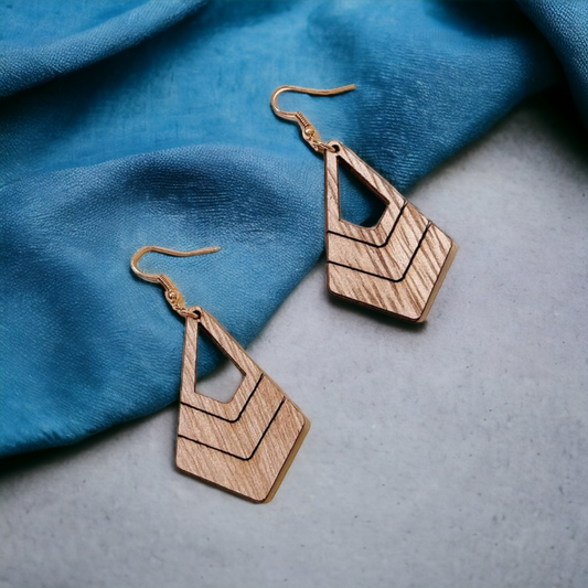 Wooden chevron earrings