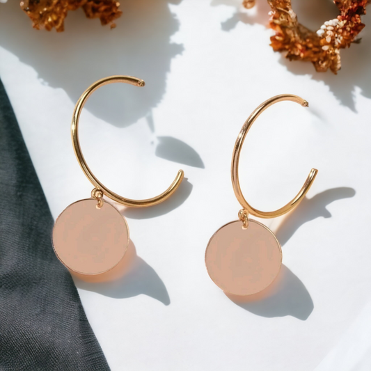 Simplistic penny dangle earrings