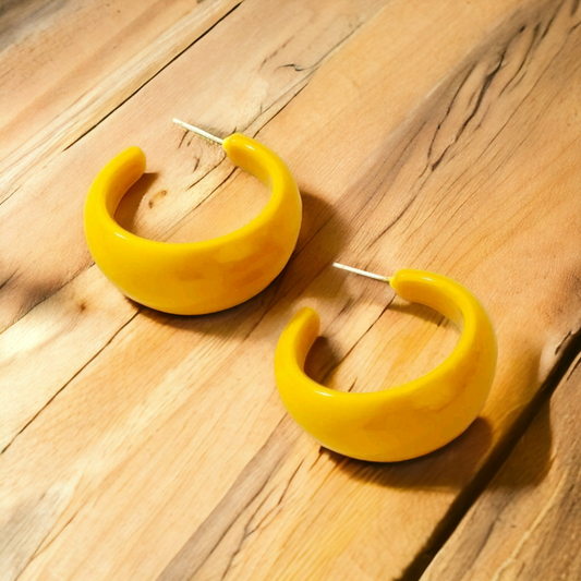 Yellow acrylic hoop earrings