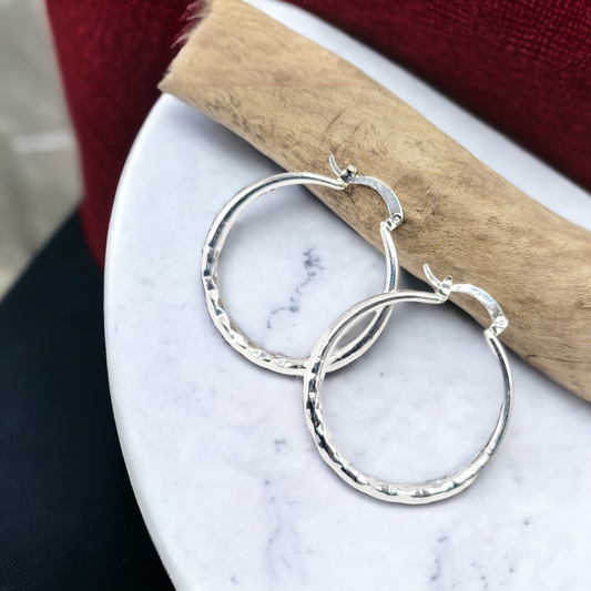 Diamond pressed hoop earrings