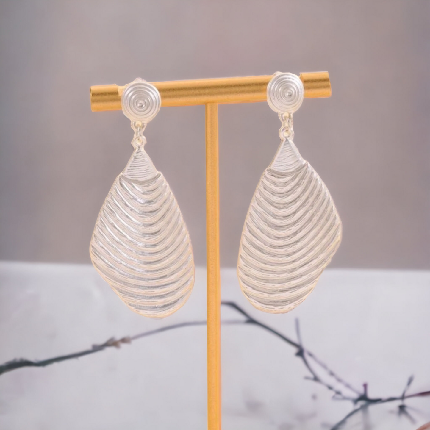 Silver wave earrings