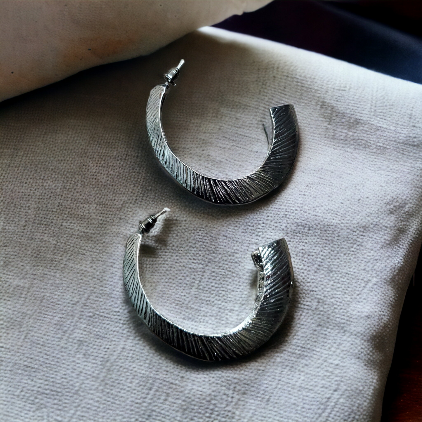 Gunmetal oblong hoop earrings