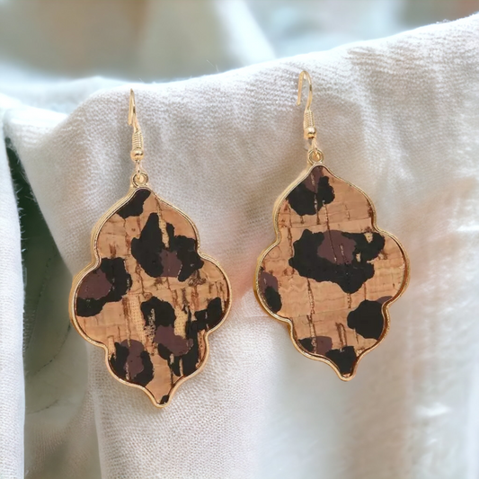 The corked leopard earrings