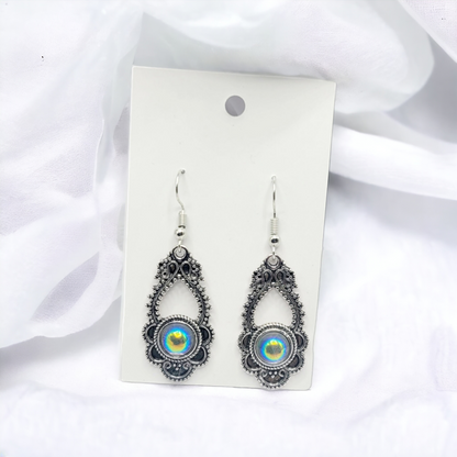 Fancy oil spill earrings