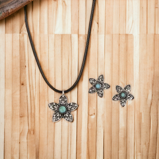 Spinning flower necklace set