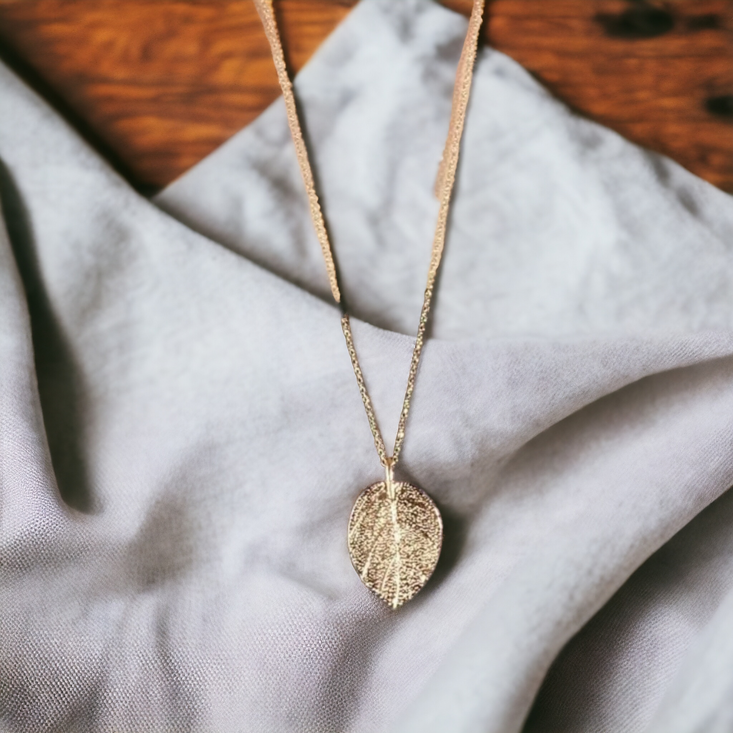 Golden fall leaf necklace