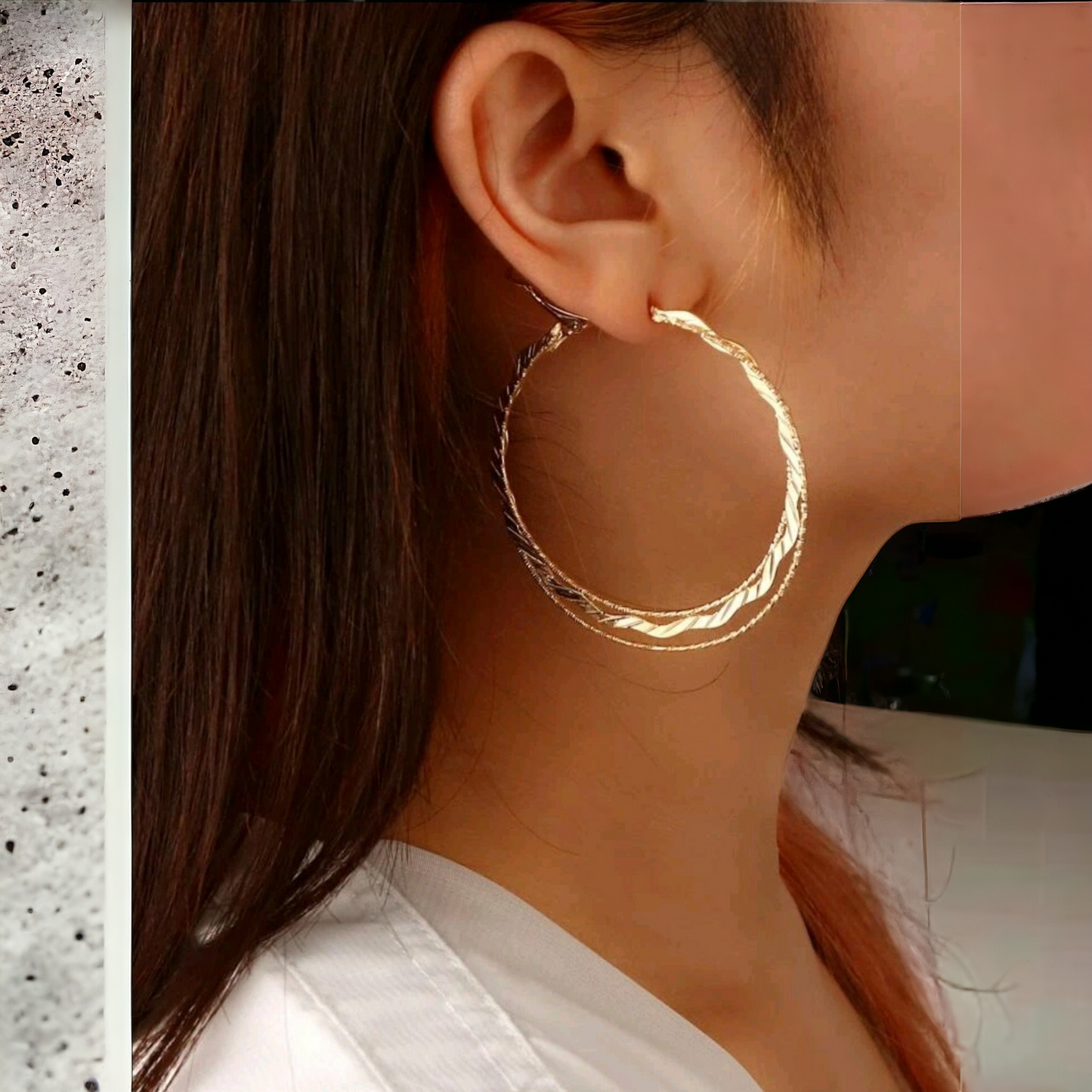 Golden wave hoop earrings