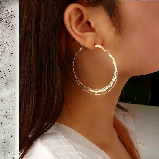 Golden wave hoop earrings