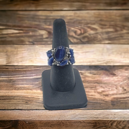 Navy cateye stone ring