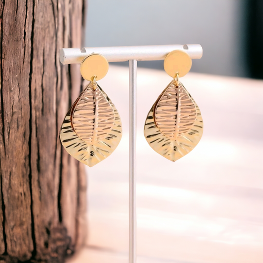 Gold leafing earrings