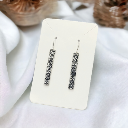 Embossed silver earrings