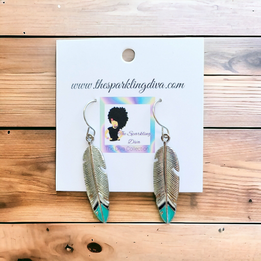 Silver dipped feather earrings