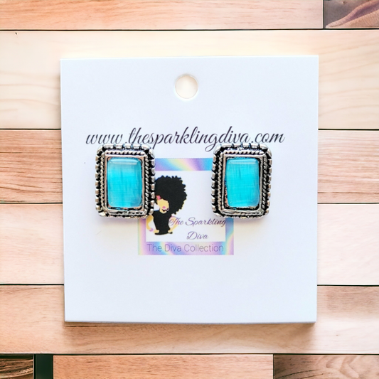 Framed sea-glass earrings