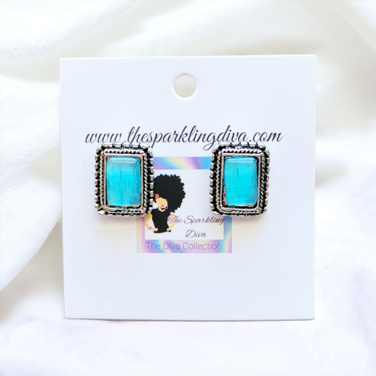 Framed sea-glass earrings