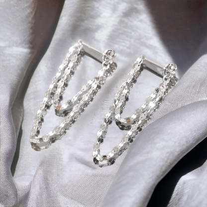 Double link silver earrings