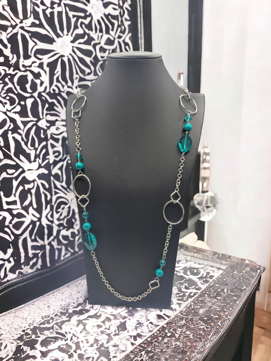 Shapes teal necklace