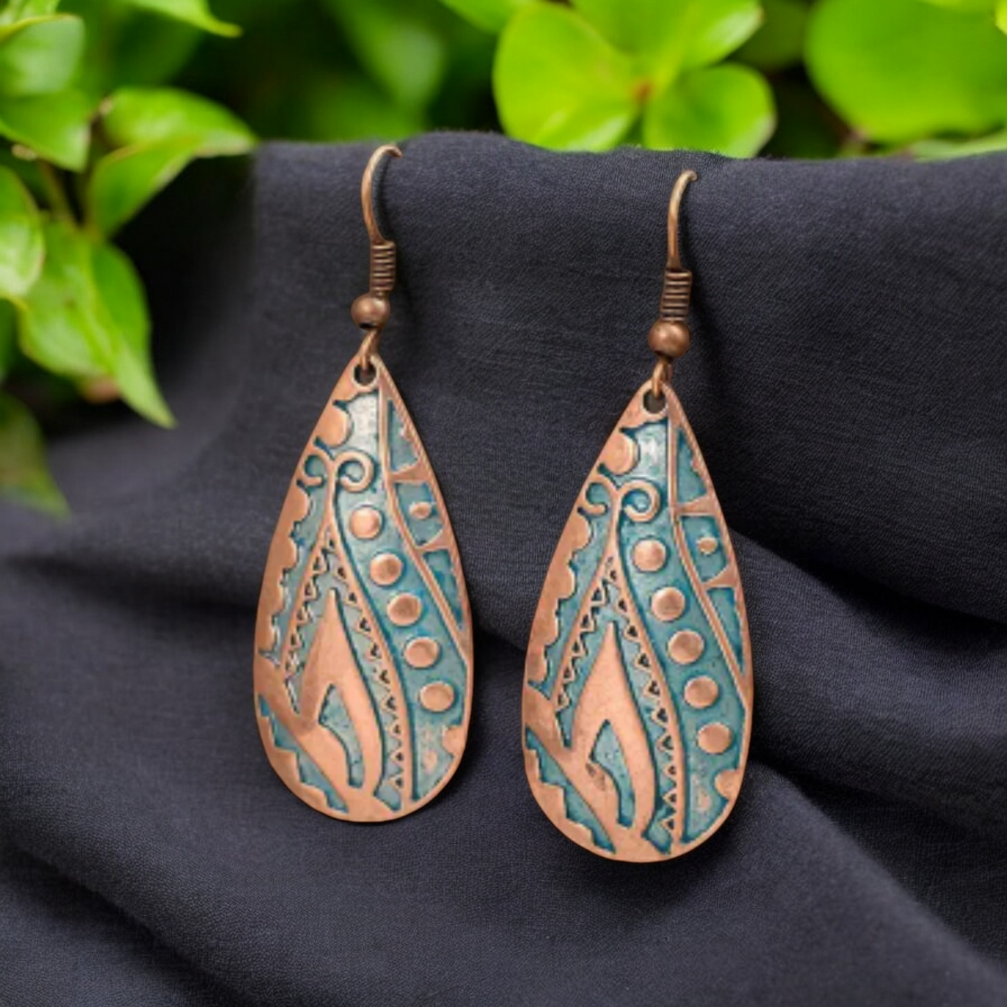 Boho chic copper earrings