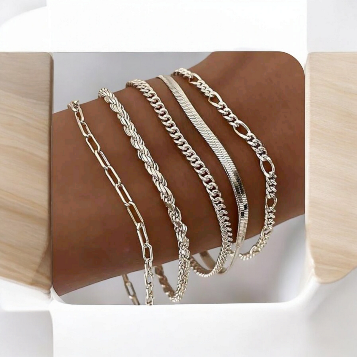 Silvery bracelet collective set