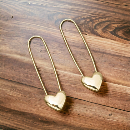 Heart-pin earrings