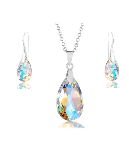 Crystal gaze necklace and earring set