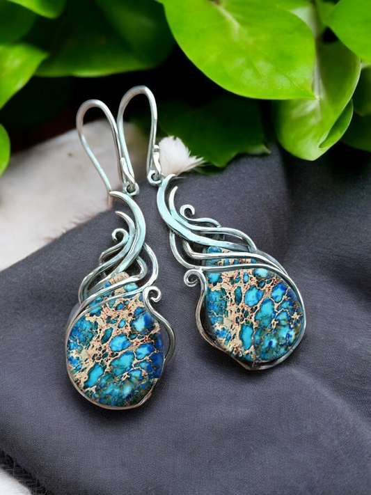 Calico teardrop earrings