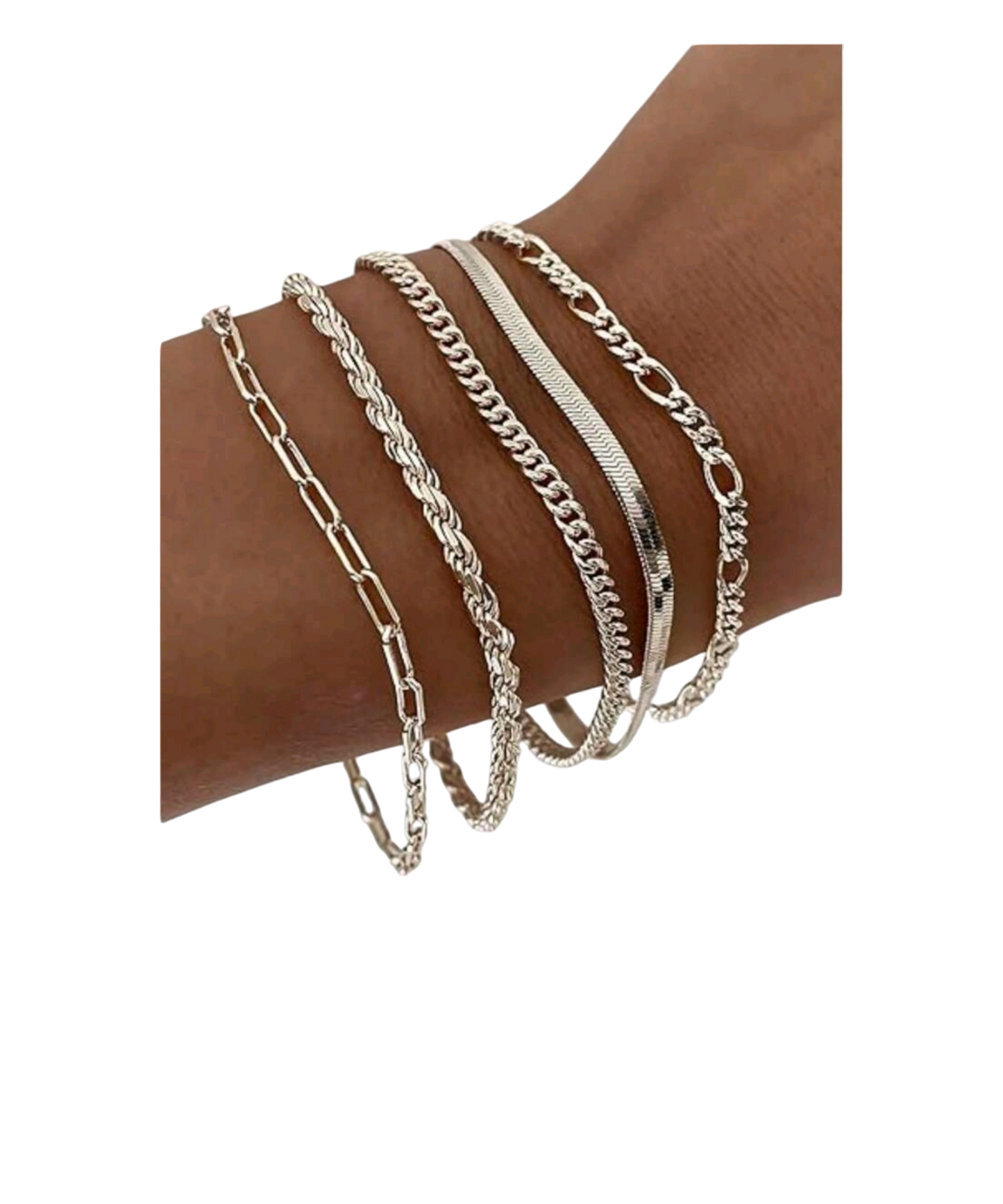 Silvery bracelet collective set