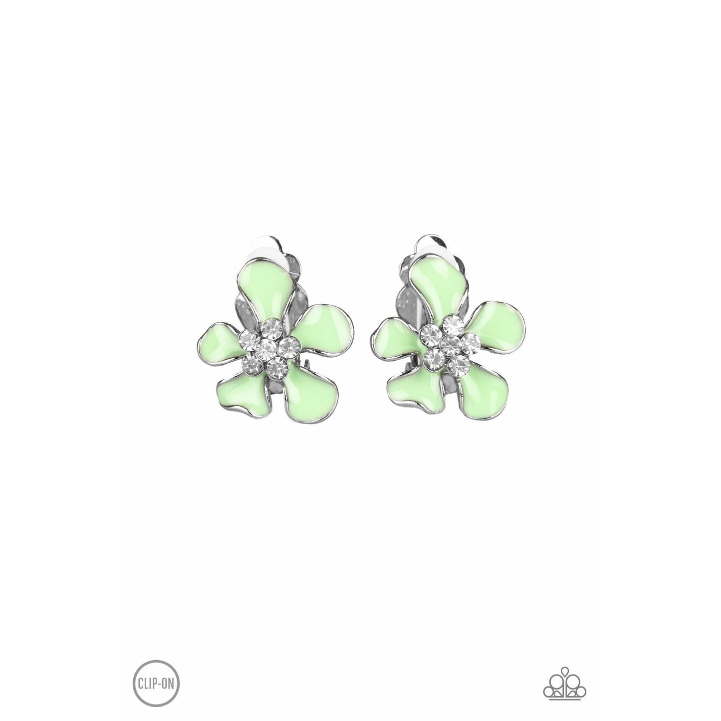 Island Iris - Green clip-on earrings